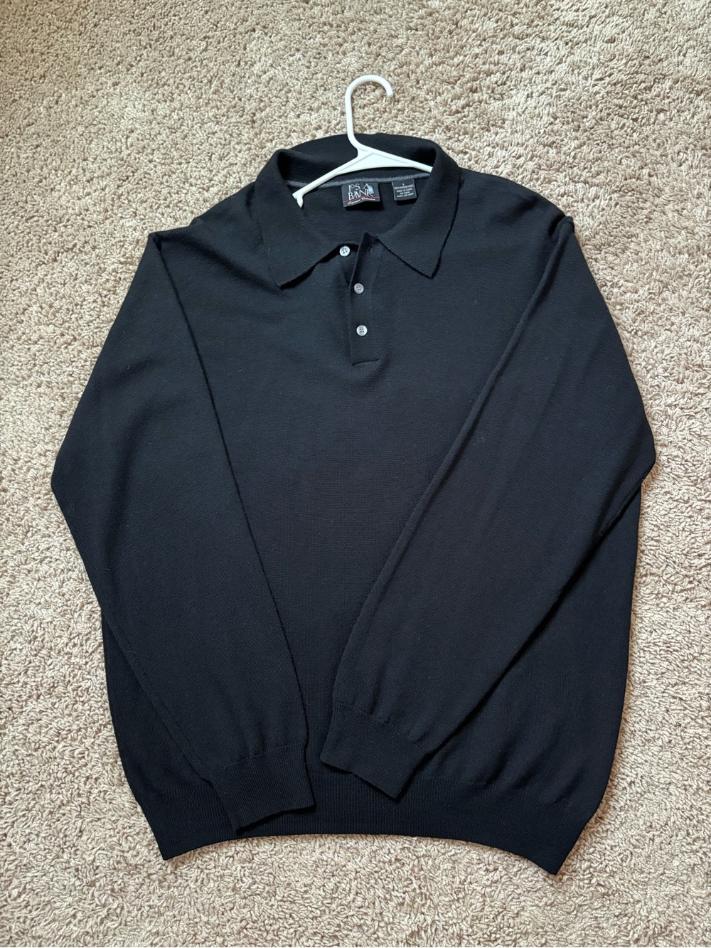 Jos. A. Bank Black Long-Sleeve Polo